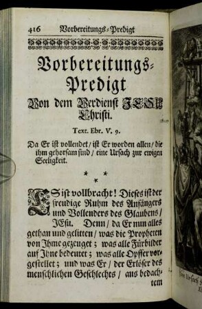 Vorbereitungs-Predigt Von dem Verdienst Jesu Christi.