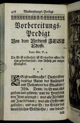 Vorbereitungs-Predigt Von dem Verdienst Jesu Christi.