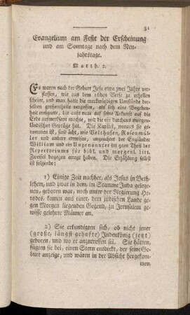 Evangelium am Feste der Erscheinung und am Sonntage nach dem Neujahrstage. Matth. 2
