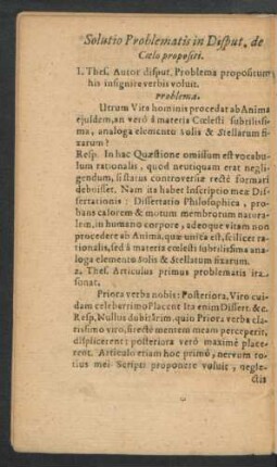 Solutio Problematis in Disput. de Coelo propositi.