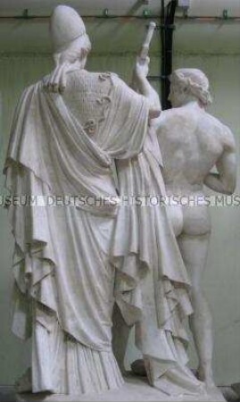 Pallas Athene bewaffnet einen jungen Krieger - Replik einer Schlossbrücken-Figurengruppe