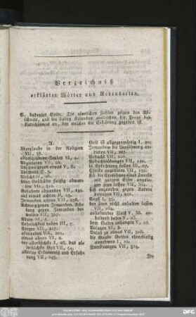 Verzeichniß erklärter Wörter und Redensarten.