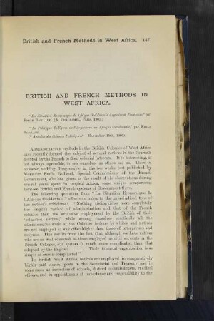 British and French Methods in West Africa