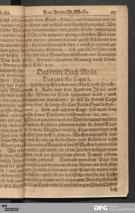 Das dritte Buch Mosis.