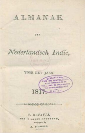 1817: Almanak en naamregister van Nederlandsch-Indie