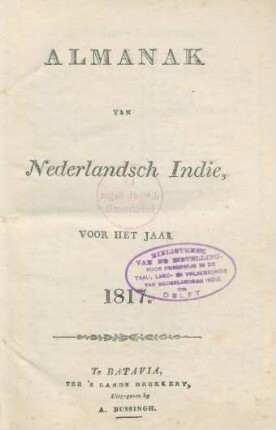 1817: Almanak en naamregister van Nederlandsch-Indie