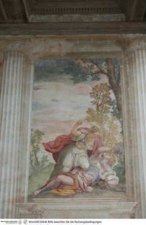 Freskendekoration mit mythologischem Zyklus, Die Liebesaffären des Jupiter, Juno verwandelt Callisto in einen Bären