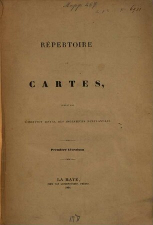 Répertoire de cartes, 1 livraison. [Monarchie Autrichienne]