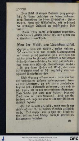 Von der Kolik, von Unverdaulichkeit.