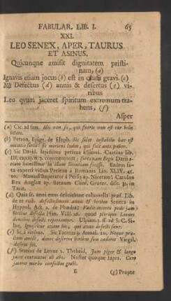 XXI. Leo Senex, Aper, Taurus Et Asinus.