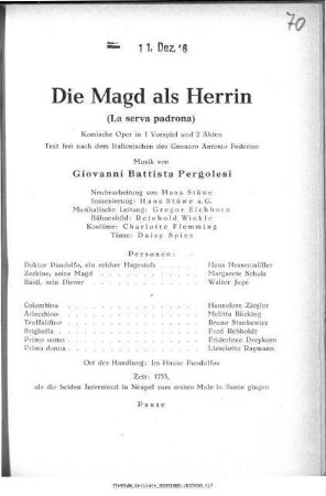 Die Magd als Herrin (La serva padrona)