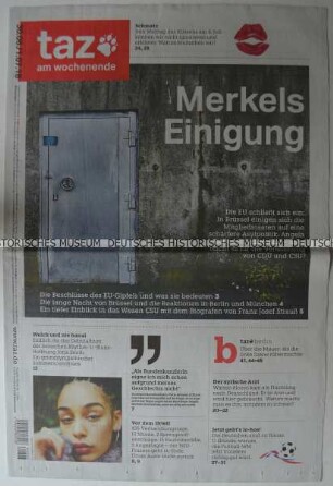Tageszeitung "taz. die tageszeitung" mit Titel zur Regierungskrise in Deutschland