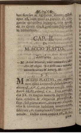 Cap. II. De M. Accio Plauto