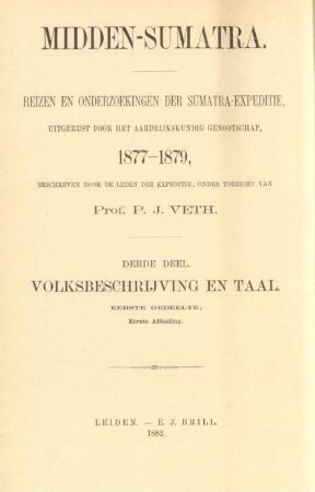 Deel 3, Gedeelte 1, Afdeeling 1: Volksbeschrijving van Midden-Sumatra