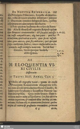 III. De Eloquentia Viri Civilis