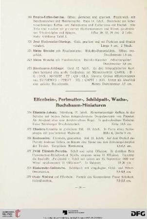 Elfenbein-, Perlmutter-, Schildpatt-, Wachs-, Buchsbaum-Miniaturen (Nr. 374 - 392)