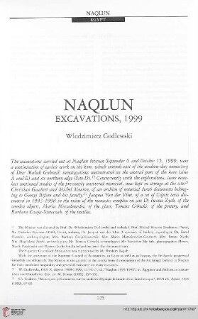 11: Naqlun : excavations, 1999
