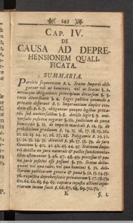 Cap. IV. De Causa Ad Deprehensionem Qualificata.