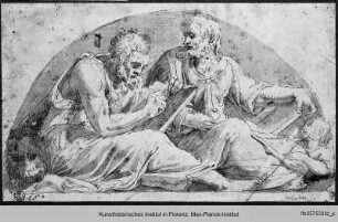 Vorzeichnung für eine Lünettenausmalung mit den Evangelisten Markus und Matthäus