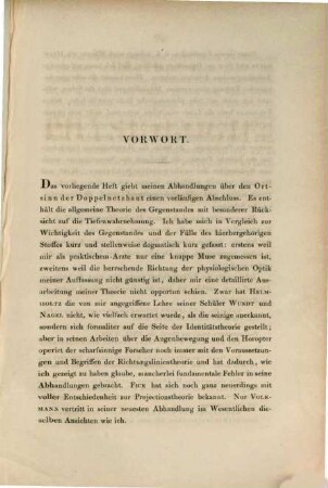Beiträge zur Physiologie, 5. Vom binocularen Tiefsehen : Kritik einer Abhandlung von Helmholtz über den Horopter