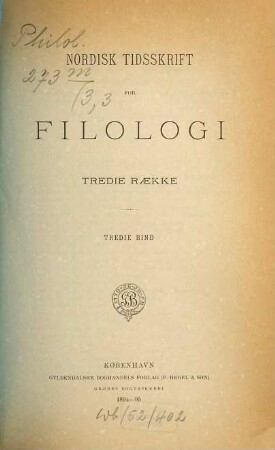 Nordisk tidsskrift for filologi. 3. 1894/95