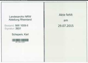 Entnazifizierung Karl Schepers , geb. 27.10.1922 (Verw.Angestellter)