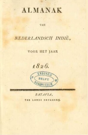 1826: Almanak en naamregister van Nederlandsch-Indie