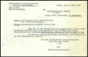 W. Kraiker an Luftkommando Südost
