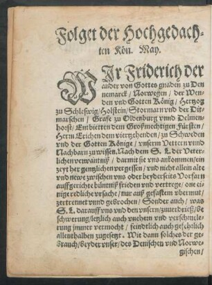 Folget der Hochgedachten Kön. May.