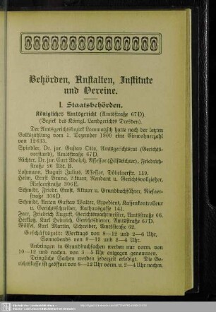 I. Staatsbehörden