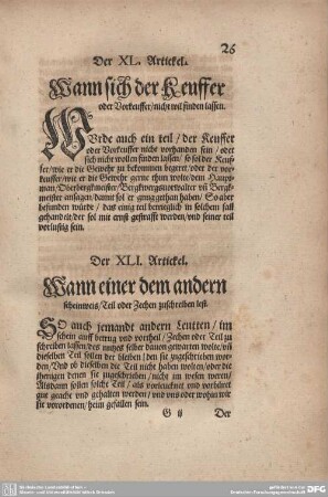 Der XLI. Artickel. - Der L. Artickel.