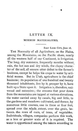 LETTER IX. MORMON MATERIALITIES