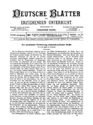 Die praktische Verwertung heimatkundlicher Stoffe : (Fortsetzung)
