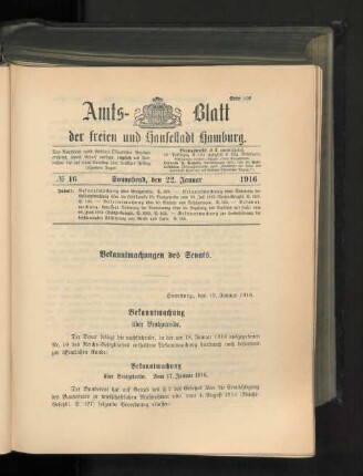 No. 16, 22. Januar 1916