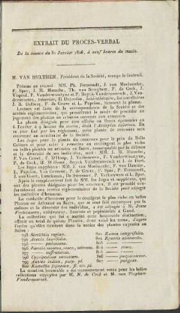 Extrait du proces-verbal de la séance du 31 Janvier 1826, à neuf heures du matin.