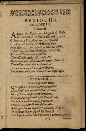 Periocha Comœdiæ, Trimetri.
