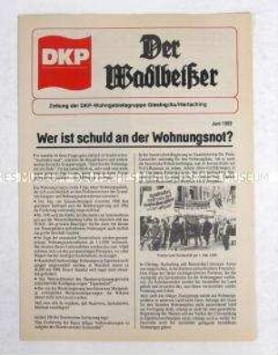 Zeitung der DKP für das Wohngebiet Giesing/Au/Harlaching (München) zur Wohnungspolitik und anderen kommunalen Problemen