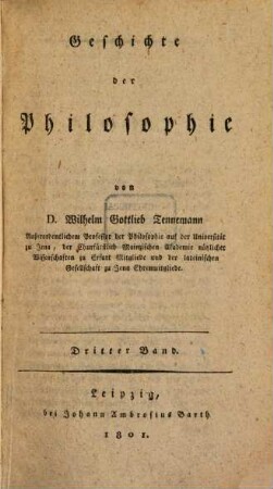 Geschichte der Philosophie, Dritter Band