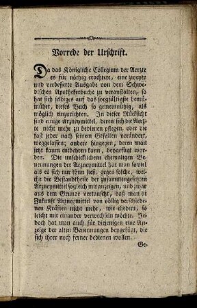 Vorrede und Urschrift.