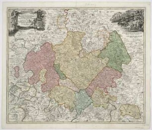 Karte von der Landgrafschaft Nieder-Hessen und den angrenzenden Gebieten, 1:360 000, Kupferstich, vor 1715