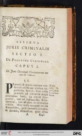Caput I.: De Jure Criminali Germanorum antiquo & hodierno