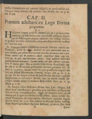 Cap. II. Poenam adulterii ex Lege Divina proponens.