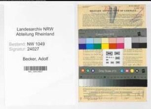 Entnazifizierung Adolf Becker , geb. 21.09.1905 (Schlosser)