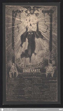 Der geheimnissvolle Unbekannte : Mela-Malo-Mimo-Dramo in 9 Akten nebst Gesang-Tanz ; Malkasten den 23. November 1878