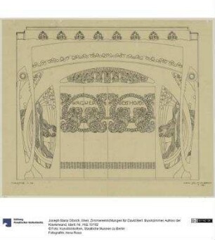 Wien, Zimmereinrichtungen für David Berl. Musikzimmer, Aufriss der Klavierwand