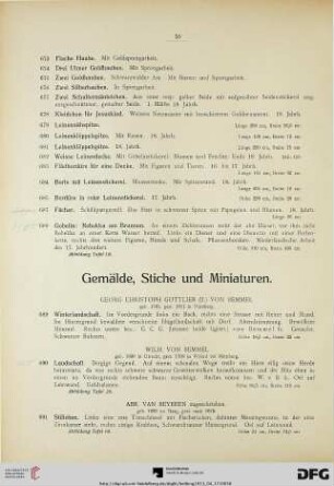 Gemälde, Stiche und Miniaturen (Nr. 689-786)