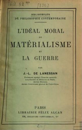 L' idéal moral du matérialisme et la guerre