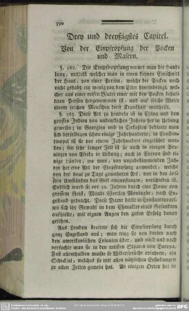 Drey und dreyßigstes Capitel. Von der Einpfropfung der Pocken und Masern