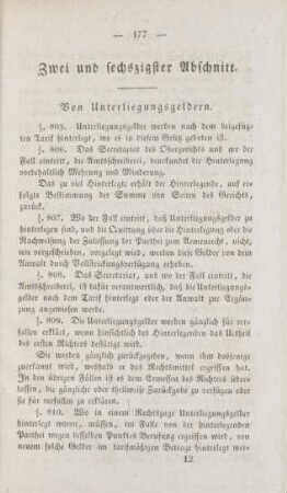 Zwei und sechszigster Abschnitt. Von Unterliegungsgeldern