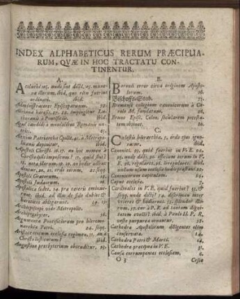 Index Alphabeticus Rerum Præcipuarum, Quæ In Hoc Tractatu Con. Tinentur.